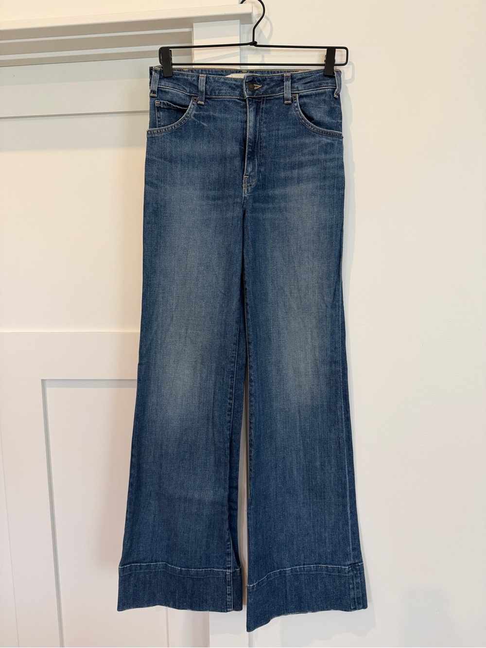Nili Lotan Mid-Blue High-Rise Wide-Leg Jeans